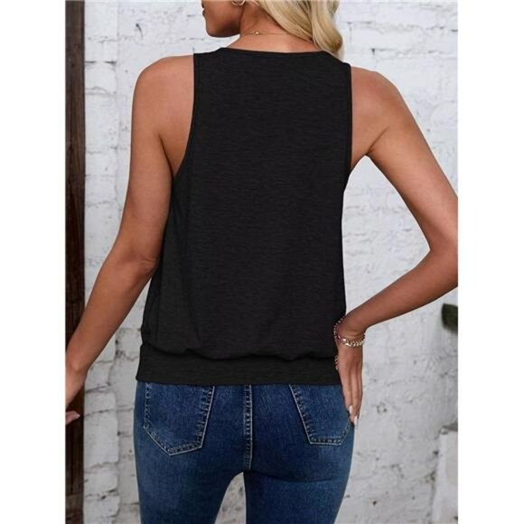 Womens V Neck Tank Top Sleeveless Loose Fit Summer Casual Cami Shirt 2025 - Picture 2 of 7